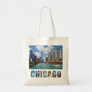 Tote Bag Photo fraîche d'horizon de la rivière Chicago