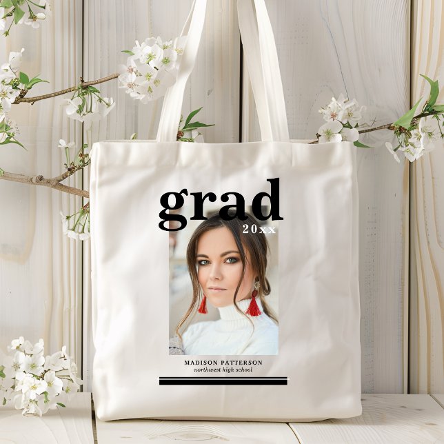 Tote Bag Photo Graduation Party Élégant Script moderne (Créateur téléchargé)