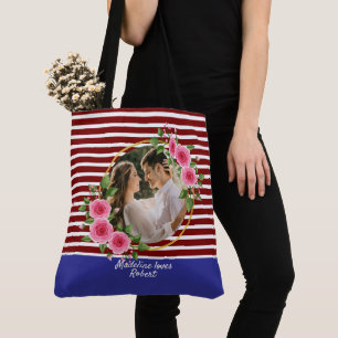 Tote Bag Photo moderne 2   Cadeau Red & Blue Happy Valentin