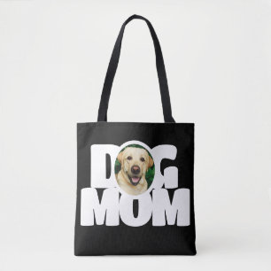 Tote Bag Photo moderne Chien Maman Simple Noir