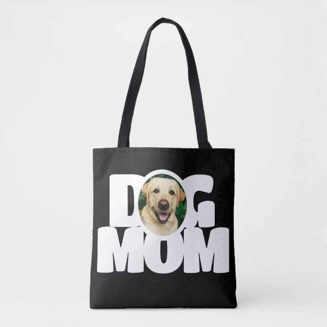 Tote Bag Photo moderne Chien Maman Simple Noir (Devant)