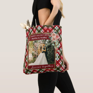 Tote Bag Photo moderne Red & Green Plaid Happy Valentines