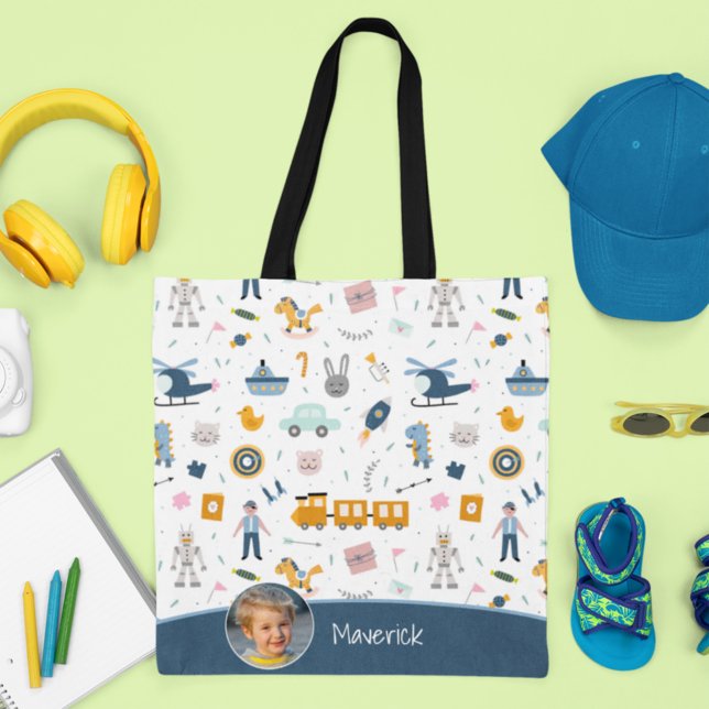 Tote Bag Photo Motif enfant mignonne et nom Boy Blue Shoppi (Créateur téléchargé)