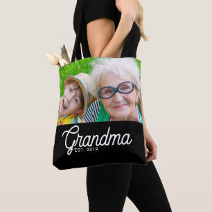 Tote Bag Photo noir de grand-mère établie Script