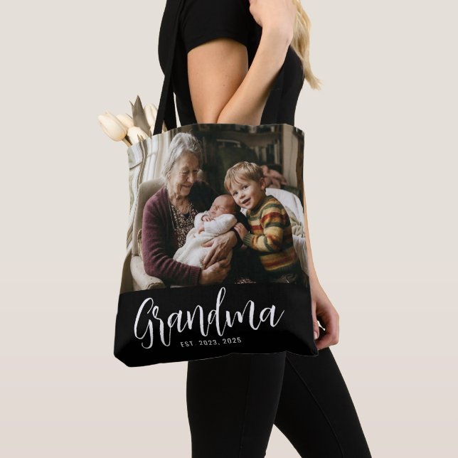 Tote Bag Photo noir de grand-mère établie Script (De près)