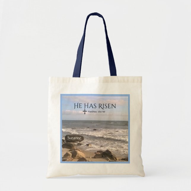 Tote Bag Photo Ocean Avec Écriture Résurrection Pâques (Devant)