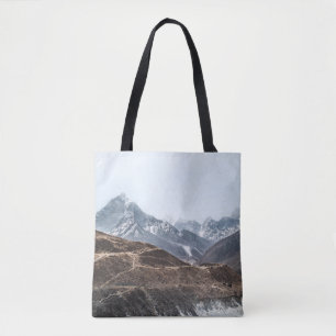TOTE BAG PHOTO PAYSAGE DES MONTAGNES SOUS NUAGES BLANCS