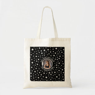 Tote Bag Photo personnalisé avec Cercle de Perles sur Fond