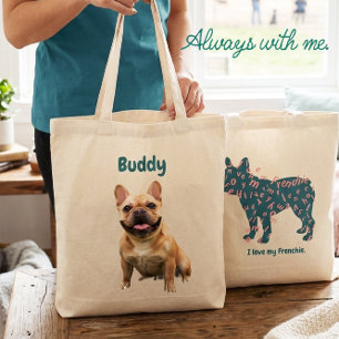 Tote Bag Photo personnalisé de Bouledogue français J'adore 