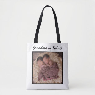 Tote Bag Photo personnalisé Nouveau bébé Grand-mère de jume