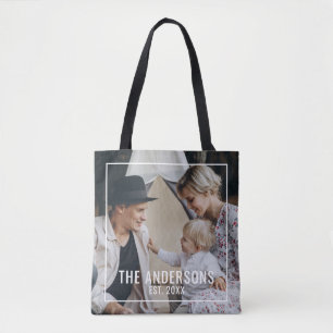 Tote Bag Photo personnalisée avec nom de famille et année d
