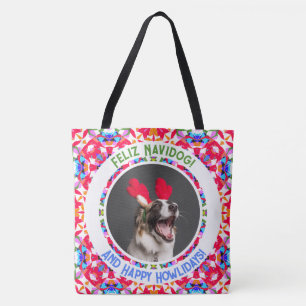 Tote Bag Photo personnalisée Chien de Noël Maman Maman Papa