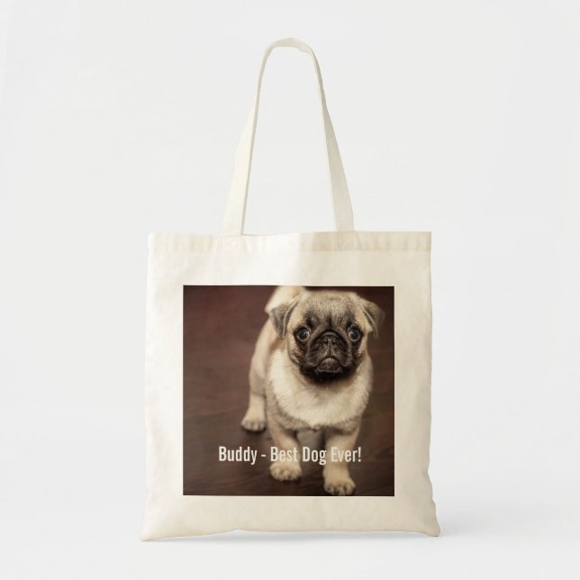 Tote Bag Photo personnalisée de chien de carlin et votre (Devant)