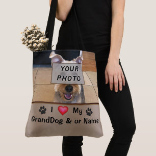 Tote Bag PHOTO Personnalisée I Love My GrandDog Gifts, Four