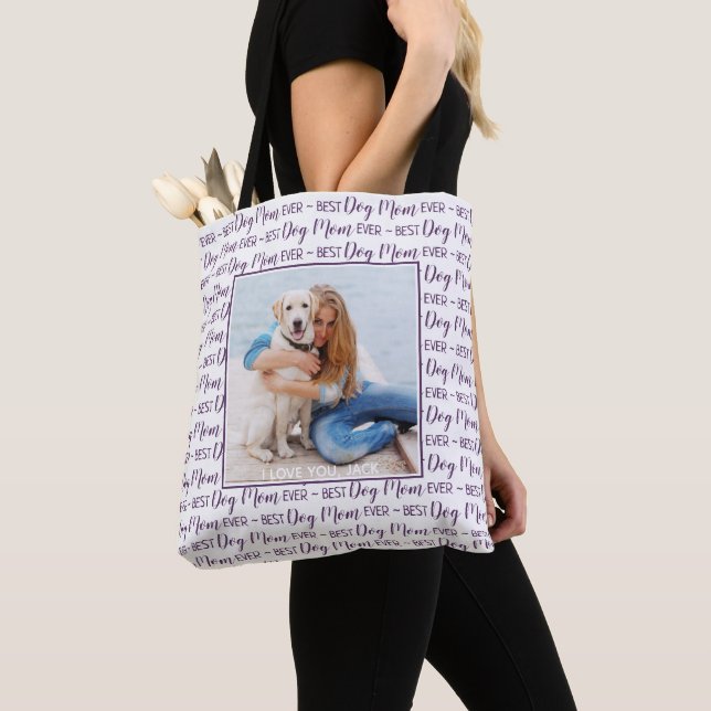 Tote Bag Photo personnalisée Meilleure maman chien (De près)