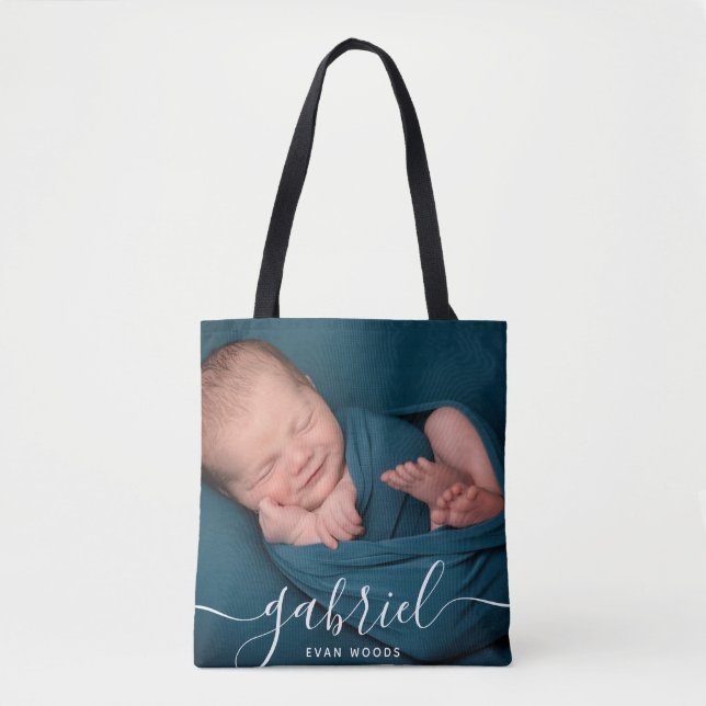 Tote Bag Photo personnalisée Nom bébé Accessoires pour bébé (Devant)