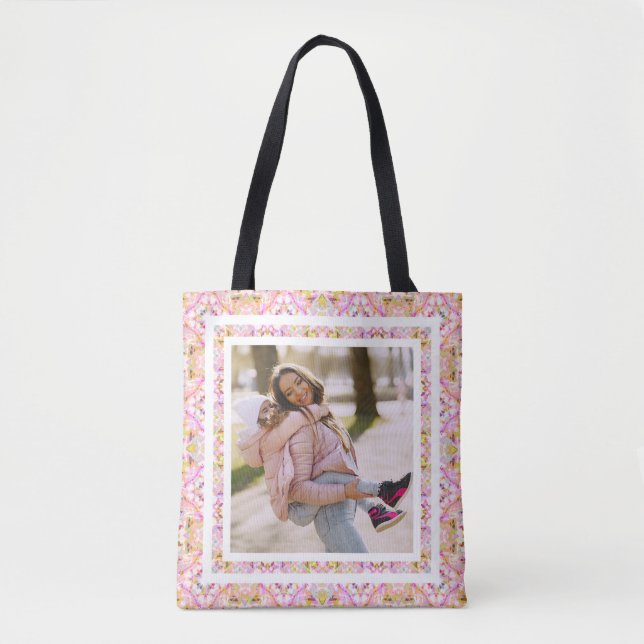 Tote Bag Photo personnalisée Pastel Pink Bonne fête des mèr (Devant)