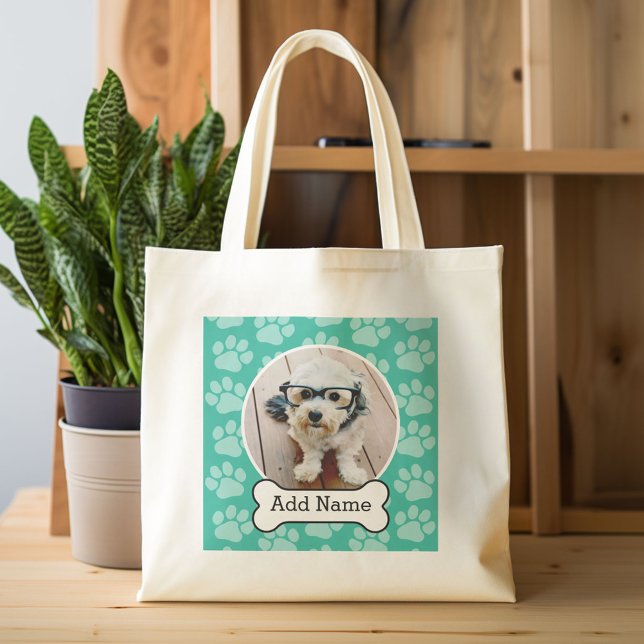 Tote Bag Photo pour animaux de compagnie avec os de chien e (Custom Canvas Tote Bag)