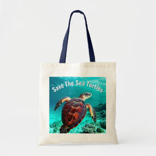 Tote Bag Photo Réaliste Tortue de mer   Sauvez Les Tortues 
