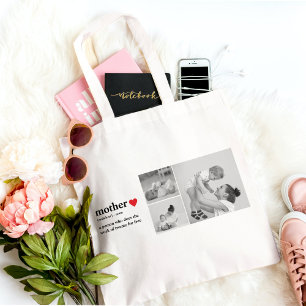 Tote Bag Photo & Texte Moderne Coeur Rouge Mère Cadeau