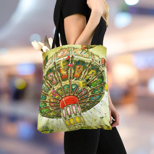 Tote Bag Photo vintage rétro de manège de fête foraine vert