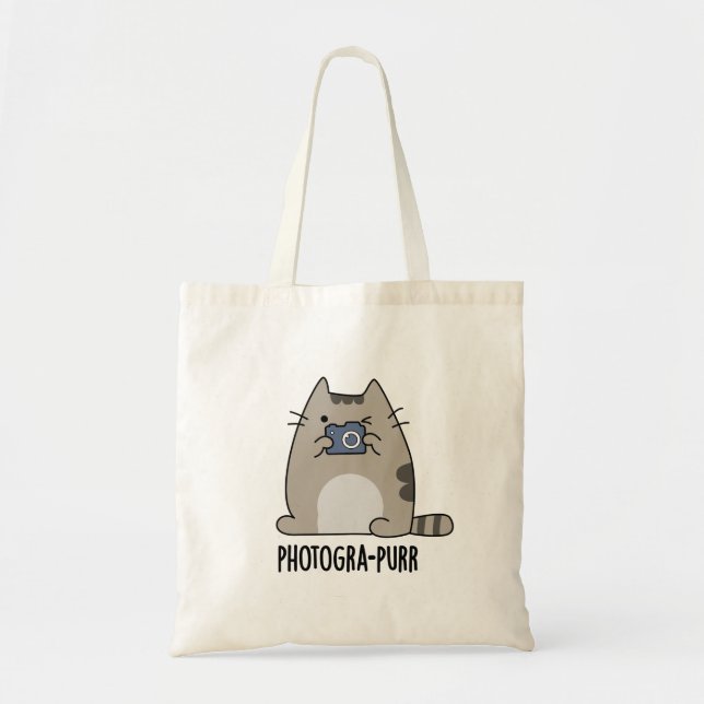 Tote Bag Photograh-purr Funny Chat Photographe Pun (Devant)