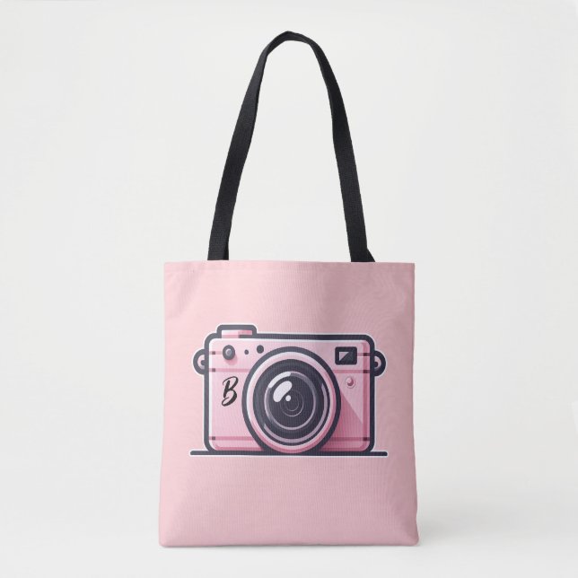 Tote Bag Photographie de la caméra de tir rose tendance (Devant)