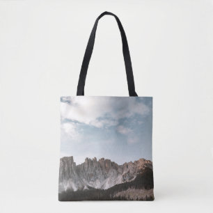 TOTE BAG PHOTOGRAPHIE DU PAYSAGE DE MONTAGNE GRISE ET BROWN