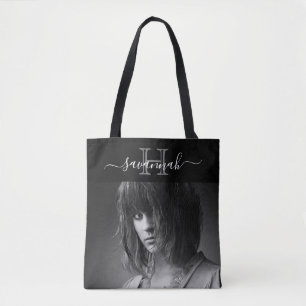Tote Bag Photographie du script initial en noir blanc