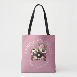 Tote Bag Photographie Entreprise Nom Floral Camera