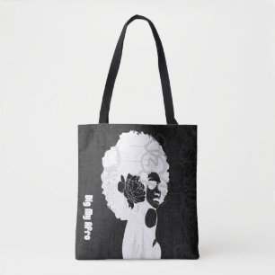 Tote Bag Photographie noir, gris et cool Afro