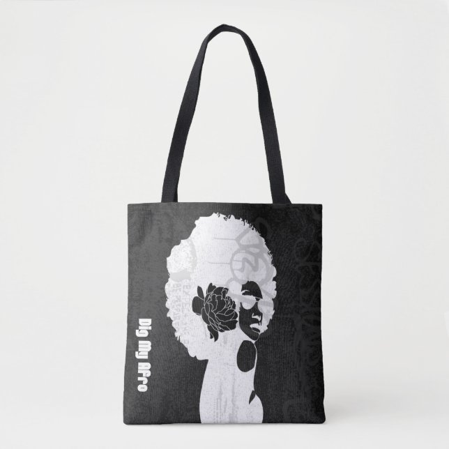 Tote Bag Photographie noir, gris et cool Afro (Devant)