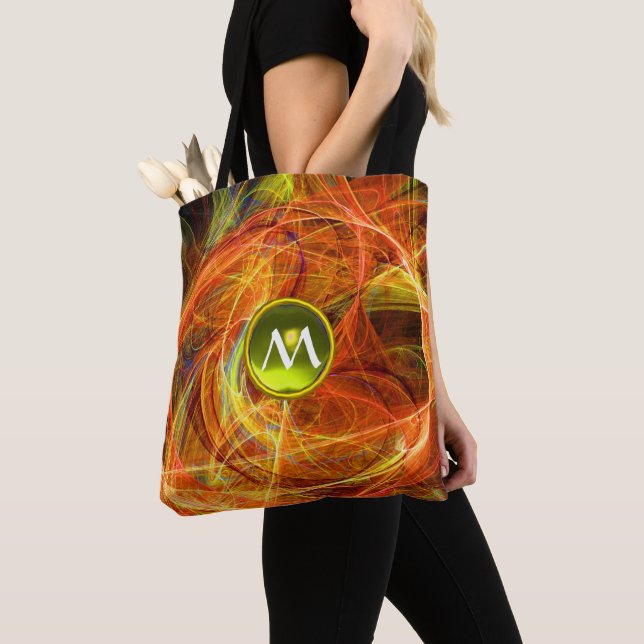 Tote Bag PHOTON CRAZY GEM MONOGRAM Jaune Orange Fractures (De près)