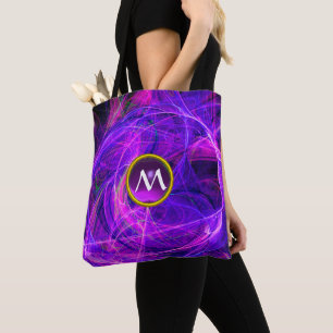 Tote Bag PHOTON CRAZY GEM MONOGRAM Purple Blue Fractures