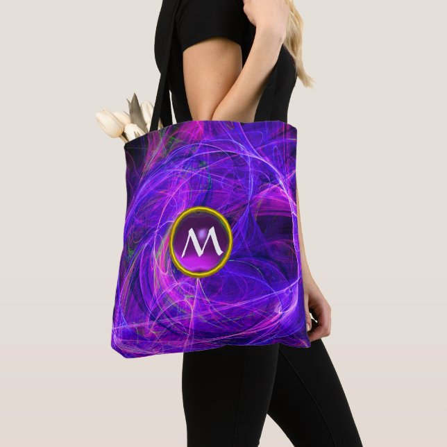 Tote Bag PHOTON CRAZY GEM MONOGRAM Purple Blue Fractures (De près)