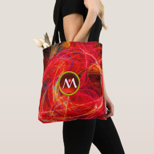 Tote Bag PHOTON GEM CRAZY MONOGRAMME Orange Rouge Fractales