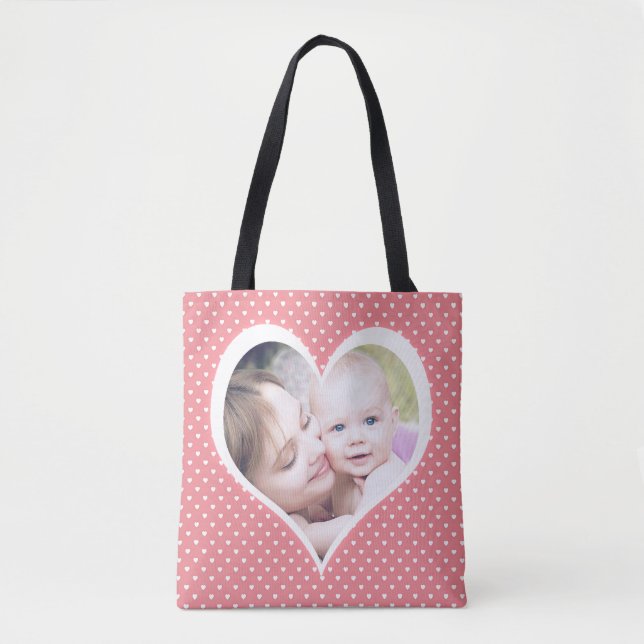 Tote Bag Photos dans les coeurs personnalisées de la Mère (Devant)