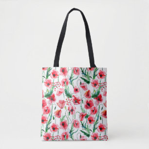 Tote Bag Photos rouges : aquarelle illustration florale