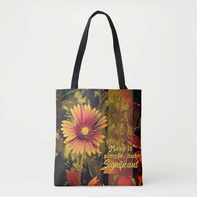 Tote Bag Phrase d'inspiration de la fleur du volant (Devant)