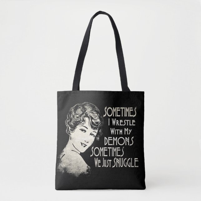 Tote Bag Phrase Sarcastique Femen Mème Parfois Je Lutte  (Devant)