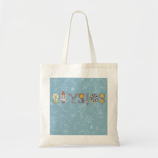 Tote Bag Physique typographie et diagrammes bleu ciel (Devant)