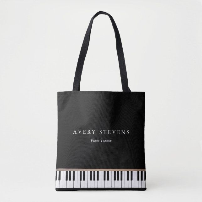 Tote Bag Pianiste Elegant et Simple Black Piano Keys Busine (Devant)