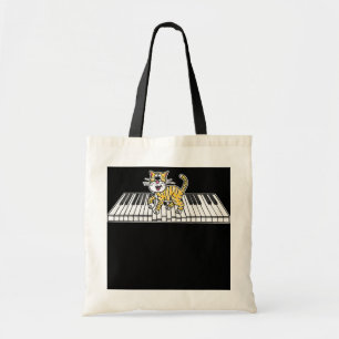 Tote Bag Piano Chat Kitten Pianiste Lecteur Clavier