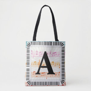 Tote Bag Piano Keys Monogram Piano Player
