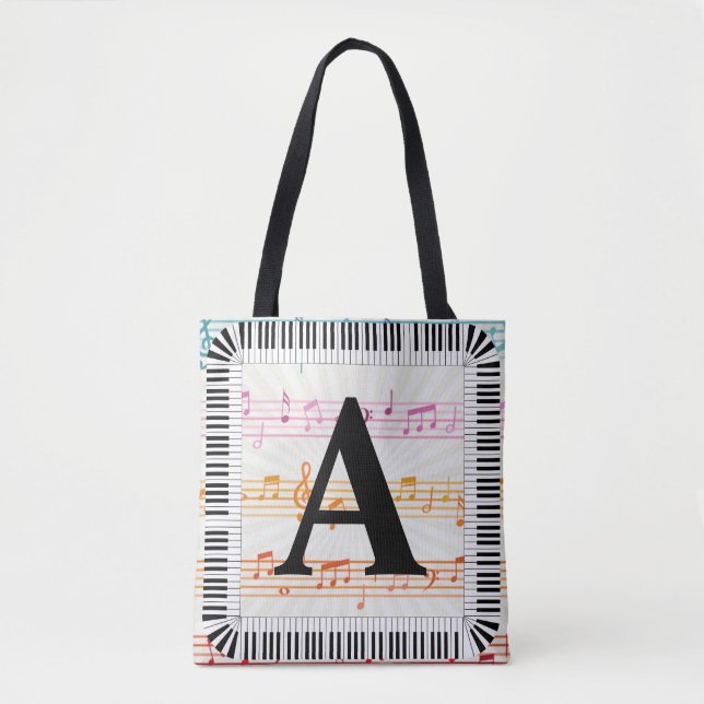Tote Bag Piano Keys Monogram Piano Player (Devant)
