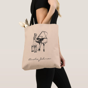 Tote Bag Piano Lover professeur de musique cadeau