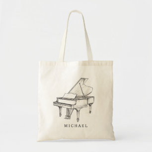 Tote Bag Piano Moderne Ligne Dessin Musique Enseignant Musi