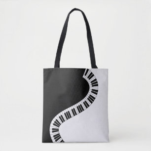 Tote Bag Piano Music Clavier Black White Music Enseignant