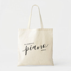Tote Bag Piano Music Modern Personalized Script Nom Mort