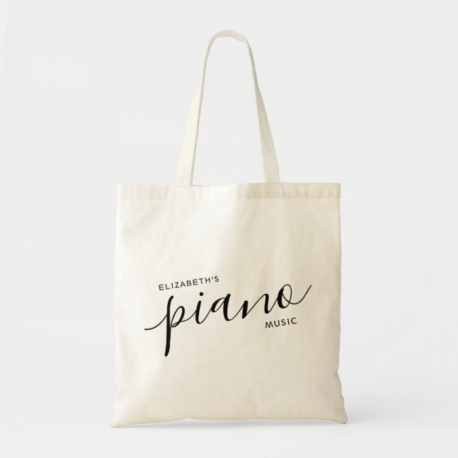 Tote Bag Piano Music Modern Personalized Script Nom Mort (Devant)